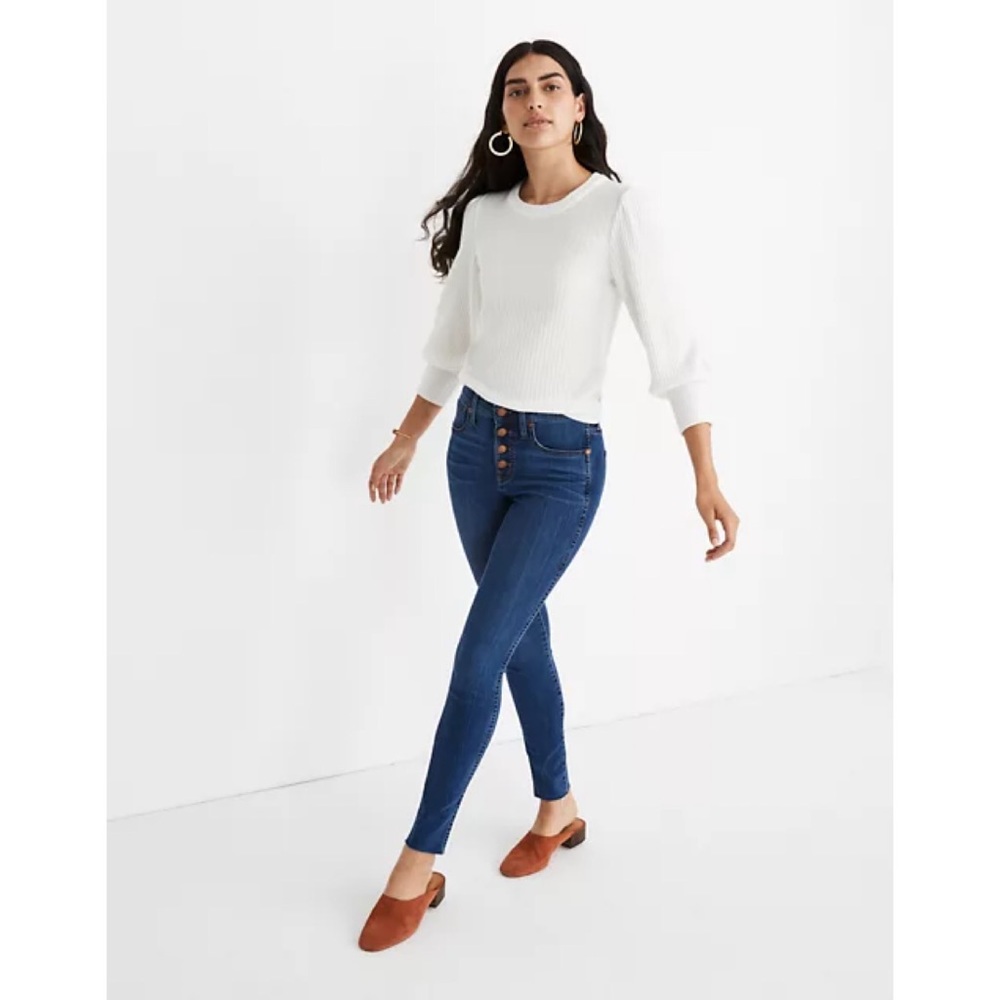 Madewell 10” Button-Front Skinny. Brinville Wash.